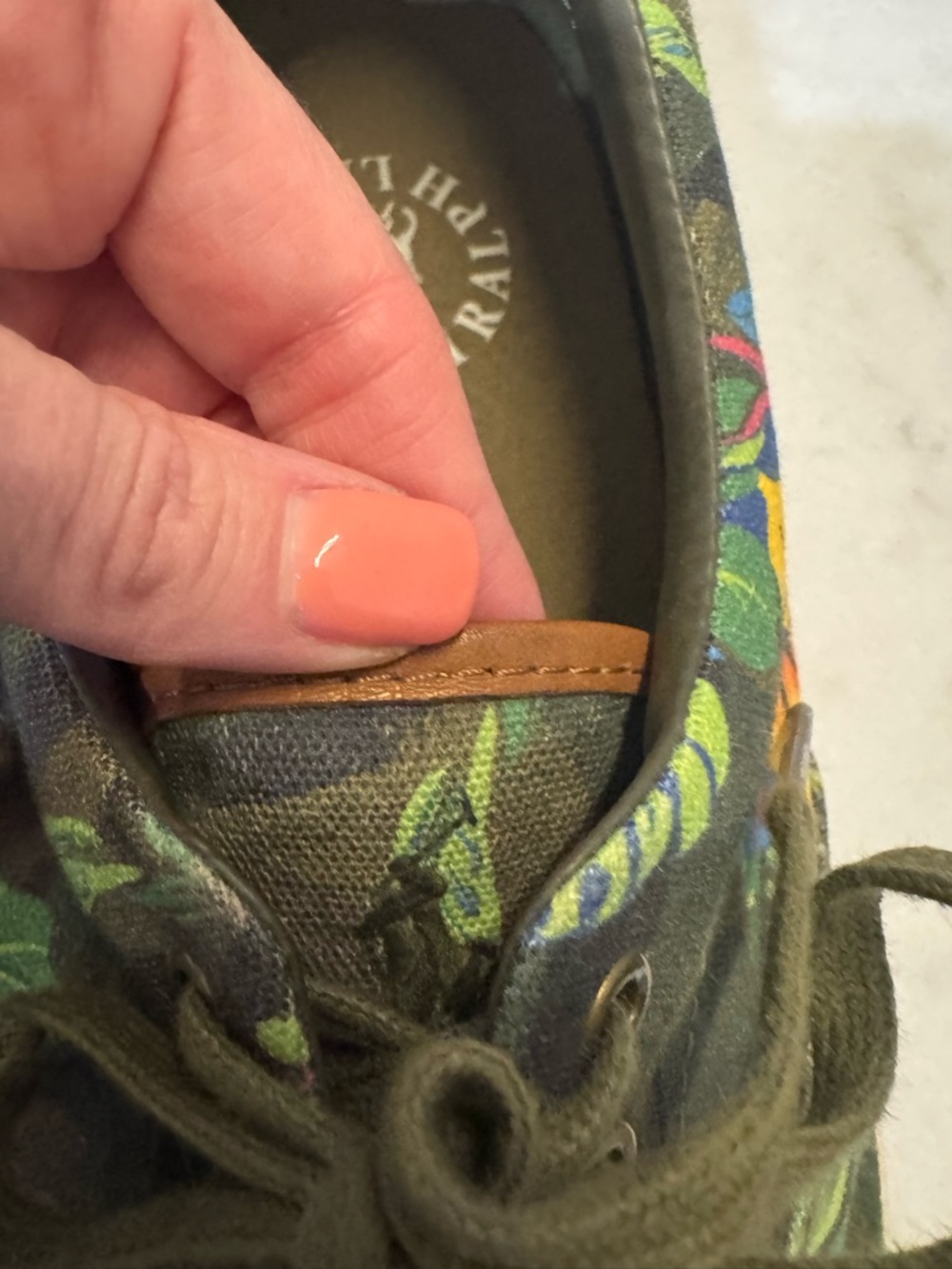 Mens Hawaiian Canvas Lace-Up Sneakers - Olive/Multicolor - Picture 3 of 6